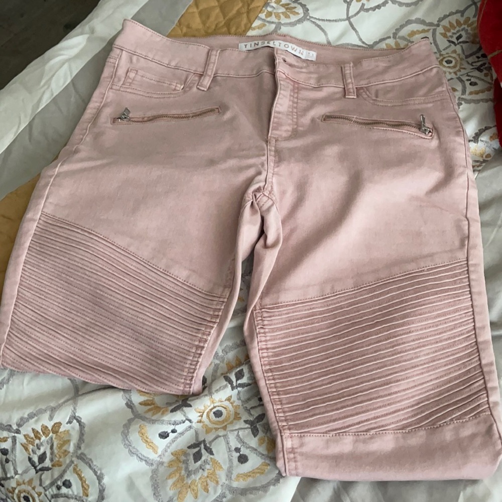 Light pink skinny jeans